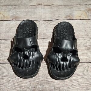 Gothic Black Skeleton Slide Sandals